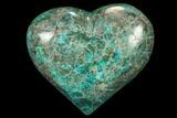 Polished Chrysocolla & Malachite Heart - Congo #83335-1